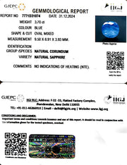 3.70/CT Natural Blue Sapphire with Govt Lab Certificate-8991